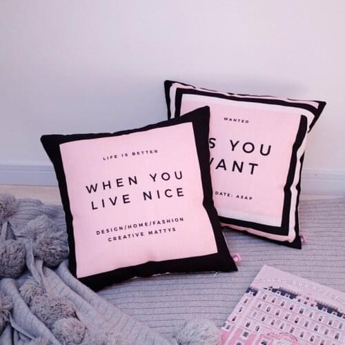 INS Baby Kids Girls Pink Black Cushion With Filling Size 45x45cm Pillow Gift Cushion Soft Comfortable
