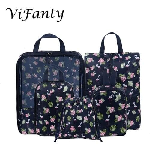 Full printing pattern Portable 5pcs travel necessories packing cube luggage