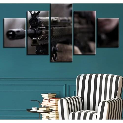 High Power Sniper Rifle Canvas HD Prints Posters Home Decor Wall Art Pictures 5 Pieces Art Paintings No Frame