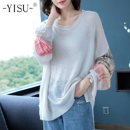 YISU Oversized Mohair Pullover Sweater Women 2020 Autumn Winter O neck Loose Long sleeve Sweater Female Jumper Tops Women