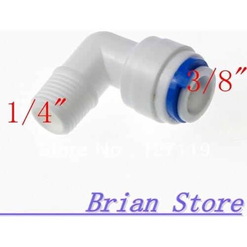 3/8" OD Hose Connection 1/4" BSP Elbow Male Quick Connector RO Water Reverse Osmosis Aquarium System connector fitting
