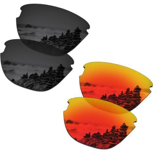 SmartVLT 2 Pairs Polarized Sunglasses Replacement Lenses for Oakley Frogskins Lite Stealth Black and Fire Red