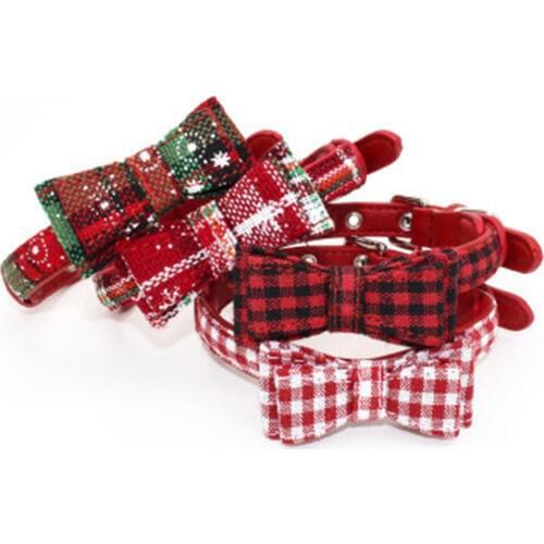 Snowflake Printed Dog Collar Adjustable Pet Collars With Bow Cute Puppy Dog Necklace For Chihuahua Pet Supplies Collier Chien