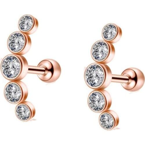 TIANCIFBYJS 16G Ear Stud Tragus Earrings Stainless Steel Crystal Helix Cartilage Piercing Screw Ball Body Jewelry 50pcs 2 Colors