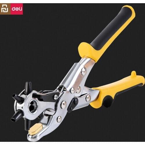 Youpin Deli 6 Hole Household Belt Hole Puncher Leather bag card Carton Professional punchTools Leathercraft Punching Machine