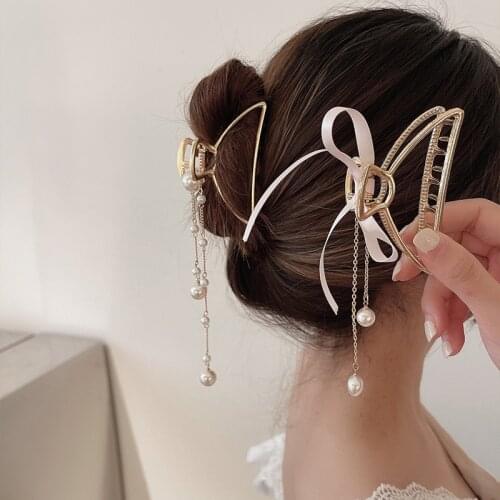 Elegant Fringe Hair Claw Clips for Women Pearl Hair Clamps Hair Crab Hairpin Korean Girls Headdress Trendy Hair Accessories
