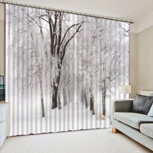 Winter snow landscape Blackout Curtains Luxury Room Curtain Printed 3D Curtains For Window Decoration