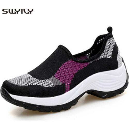 SWYIVY Women Hiking Shoes Platform Anti-slip 2018 New Mesh Breathable Super Light Women Sneakers Hard-wearing Women Sport Shoes