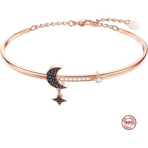 2020 Fashion Charm Pure 925 Silver Original 1:1 Copy, Mysterious Star Moon Exquisite Wild Bracelet Female Luxury Jewelry Gifts