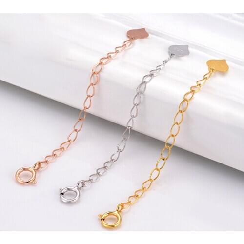 1PCS Real 18k Rose Gold Chain Luck Cable Extended Chain 7.5cmL / 2.95inch (Match Bracelet or Necklace)