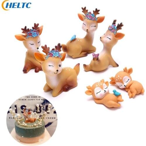 1pcs Turtle Figurine Animal Sika Deer Baking Cake Topper Decoration Miniatures Fairy Garden Ornament Craft Hot
