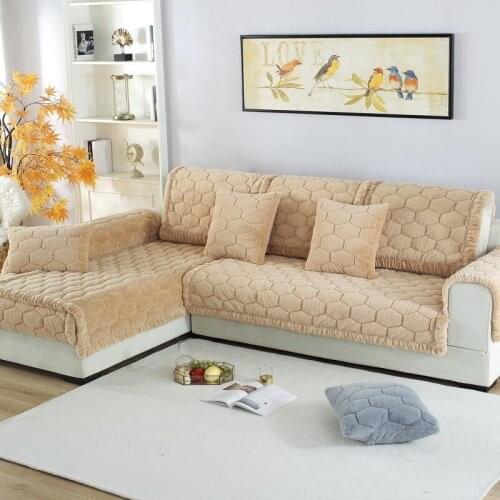 1 Piece Autumn Winter Wide-brimmed Faux Rabbit Fur Sofa Cushion Fabric Non-slip Sofa Towel Simple Plush Sofa Cover
