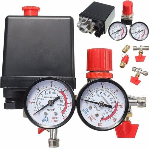175psi Air Compressor Pump Pressure Valve Vertical Cross Control Switch 12 Bar 240V Manifold Relief Regulator With Gauges Switch
