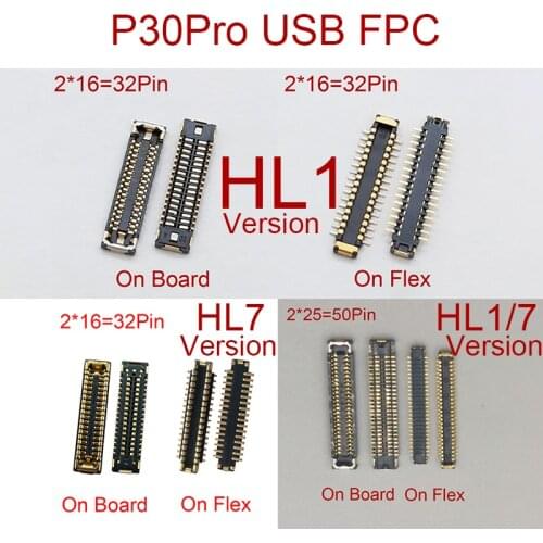 2pcs 60 50 40 32 Pin USB Charging Charger Port FPC Connector On Motherboard For Huawei P30 Pro P30Pro LCD Display Screen Flex