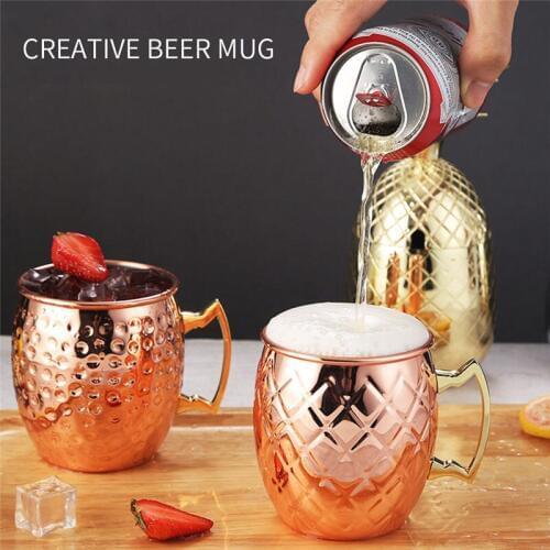 2pcs/lot 550ml 18 Ounces Moscow Mule Mug Stainless Steel Hammered Copper Plated Beer Cup Coffee Cup Bar Drinkware