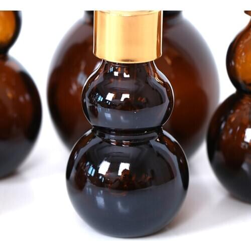 2Pcs 10ml Dark Brown Gourd Glass Essential Oil Bottling High-grade Essential Oil Bottling