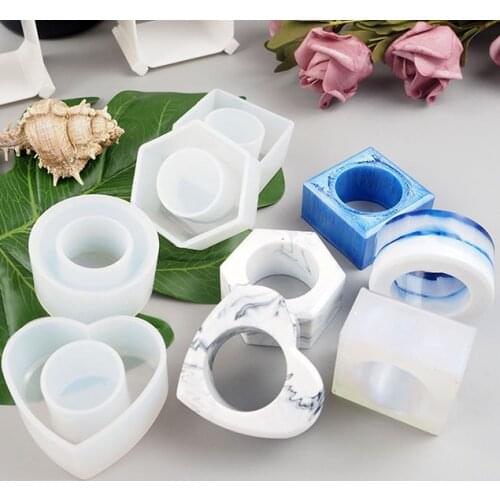 4PCS Hexagonal Round Dining Towel Buckle Silicone Mold for DIY Crystal Storage Box Epoxy Uv Gift Box Jewelry Tools Moulds