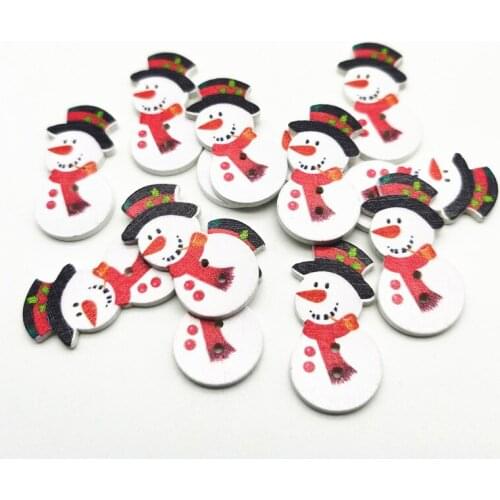 50pcs 36x18mm 2 Holes Snowman Wood Buttons Sewing Handmade DIY Scrapbooking Christmas Crafts Accessories
