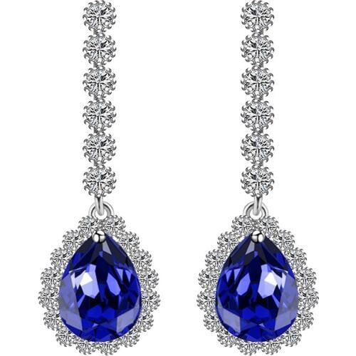 Accessories Drop Earrings Luxury Cubic Zirconia Crystal Fashion Jewelry Wedding Silver Long Earrings For Woman 2015 GLE3830