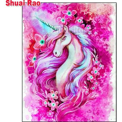 Diy Diamond Embroidery Unicorn 5D Animal Pink Horse Diamond Painting Full Square Round Drill Diamond Mosaic Art Child Gift