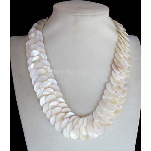 White sea shell coin handcraft necklace 19inch nature FPPJ wholesale for woman wedding