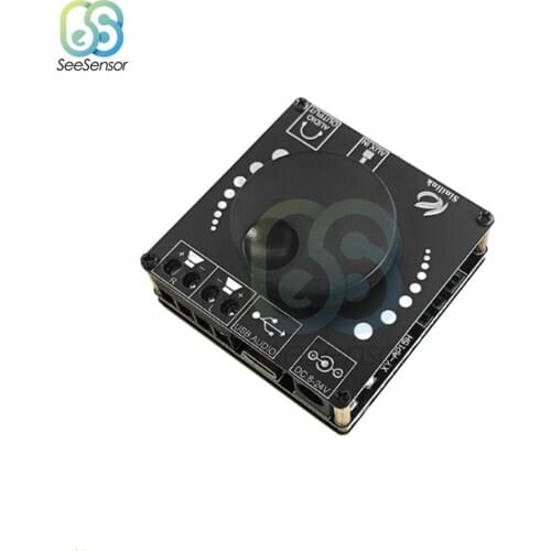 Bluetooth 5.0 20WX2 Digital Audio Power Amplifier Board Stereo AMP Amplificador 12V 24V AUX USB Sound Card APP Control AP15H