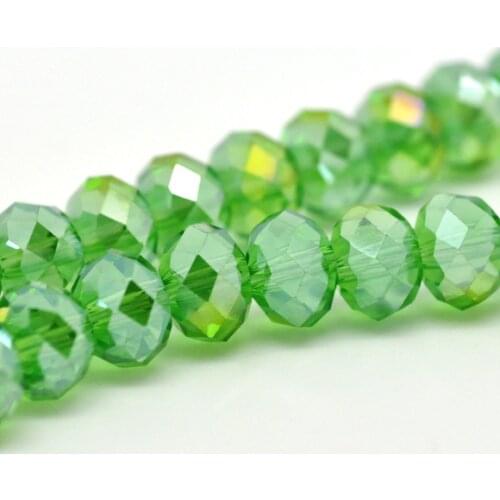 DoreenBeads Green AB Color Crystal Glass Faceted Rondelle Beads 8mm,Approx 144Pcs (B14914)