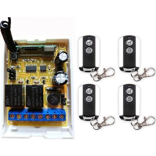 DC12V DC24V 2CH Wireless Remote Control Switch System Receiver&2 Keys metal waterproof Remote/lamp/ window/Garage Doors shutters