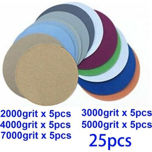 25pcs Hook And Loop Diameter 3 Inch 2000 3000 4000 5000 7000Grit Sandpaper Sanding Discs For Polishing Wheel Cleaning Tools
