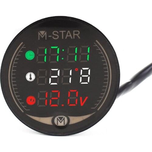 For Kawasaki Z250 Z300 Z400 z 750 1000 900 800 250 Motorcycle Voltmeter Time Temperature LED 3-in-1 LED Digital Voltage Meter