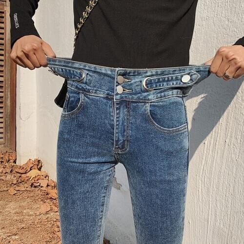 Spring Skinny High Waist Jeans Women Casual Elastic Waist Denim Pencil Pants for Girl Streetwear 3 Colors