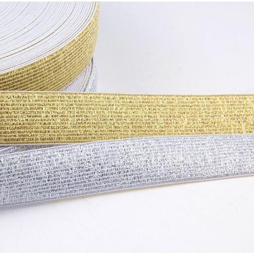 Elastic Bands 25MM Width 5meters/package Gold Silver High Quality Nylon Elastic Band for Garment Trousers Sewing Accessories DIY