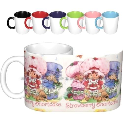 80s Aesthetic Strawberry Shortcake Trio Ceramic Mugs Coffee Cups Milk Tea Mug Lisa Frank My Little Rainbow Brite Strawberry