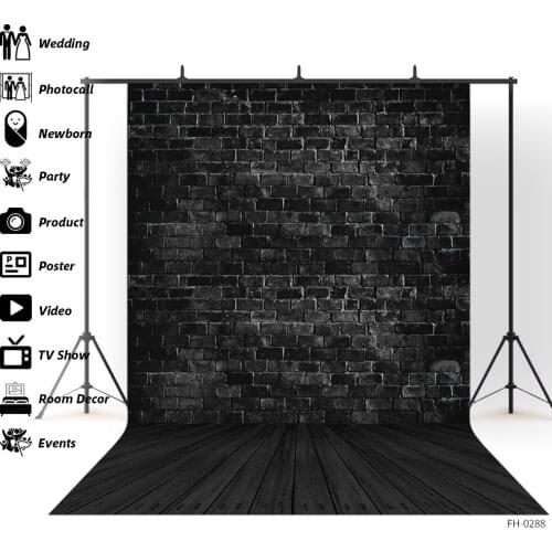 Dark Brick Wall Wood Board Floor Backdrops Baby Shower Newborn Food Children Portrait Photography Backgrounds Photo Studio Props