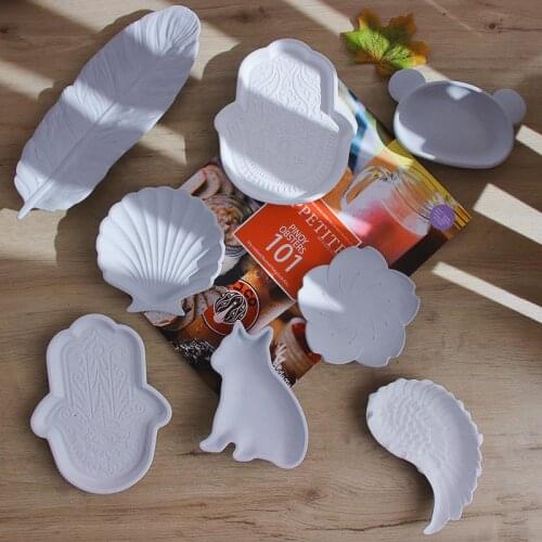 Shell Plater Shape Concrete Mold Shell Jewelry Storage Tray Cement Plaster Epoxy Clay Silicone Moulds