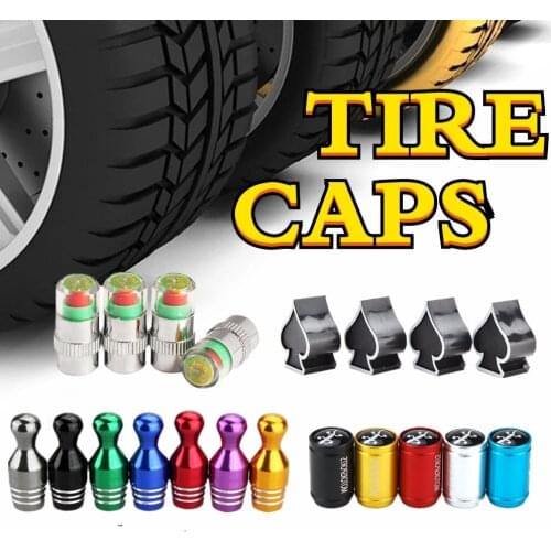 4PCS Valve Caps Aluminum Alloy Cars Tire Valve Stem Covers for Motorcycles Trucks Bikes Valve Caps Universal Bicycle Accessories