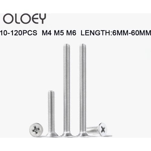 Cross Phillips Flat Bolt M4 M5 M6 Mini Micro Small 304 Stainless Steel Cross Phillips Flat Bolt Countersunk Head Furniture Screw