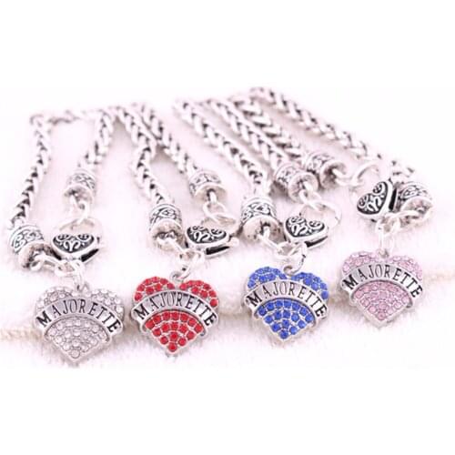 Fashion rhodium plated studded with sparkling crystal MAJORETTE charm bracelet link chain