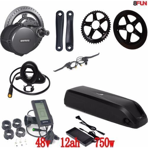 48V 750W BBS02B bafang mid drive electric motor kit + 48V 750W battery 48V 12AH hailong use samsung cell electric bike battery