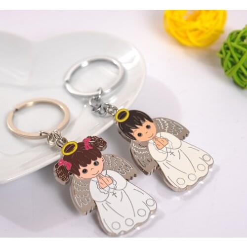 New 2pcs 1Lot Christian Gift Lovely Angel Prayer Key Ring KeyChain