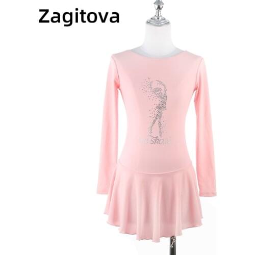 Custom Pink Figure Skating Dress For Girl And Women Ice Skating Clothes With The Ice Girl Shiny Rhinestones