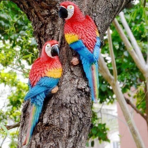 Hanging Parrot Statue Pendant Decor Like a Real Parrot Patio Lawn Wall Decor for Nature Lovers Tropical Bird Collectors