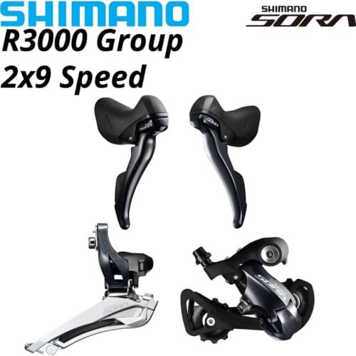 SHIMANO SORA R3000 9s Group 2x9S ST SHIFT LEVER right left pair DUAL CONTROL 9v RD-R3000 SS short leg FD-R3000 braze on 18s