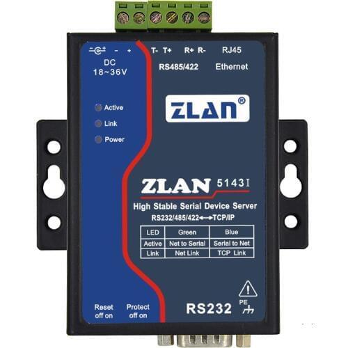With isolated industrial serial server RS232/RS485/RS422 to Ethernet ZLAN5143I