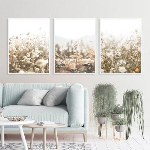 Rural Landscape Poster Scandinavian Wall Art Flowers Dandelions Canvas Prints Scenery Pictures Living Room Paintings Decor