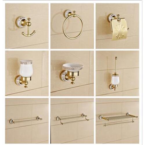 Modern sanitary hardware set goldFinished Bathroom Accessories Products ,Towel Holder,Towel Bar towel ring set Free Shipping