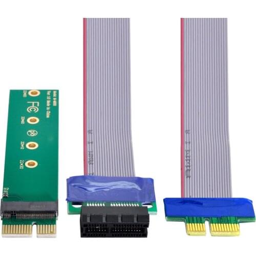 Xiwai NVME AHCI NGFF M-key SSD to PCI-E 3.0 1x x1 Vertical Adapter with PCI-E Cable Male to Female Extension