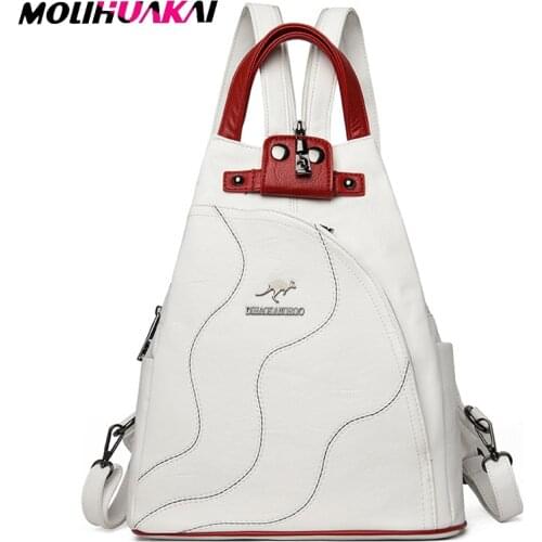 Women Leather Backpacks Zipper Female Chest Bag Sac a Dos Travel Back Pack Ladies Bagpack Mochilas School Bags For Teenage Girls