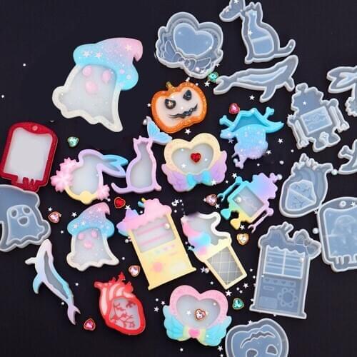 1PC UV Epoxy Cat Robot Pumpkin Resin Mould Key Chain Quicksand Silicone Mold Crystal Pendant Jewelry Making Tools DIY Crafts