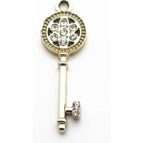 10pcs/lot Crystal key Dangle Charms birthstone charms Bracelet Lobster Clasp Hanging For Pendant Charm Necklace